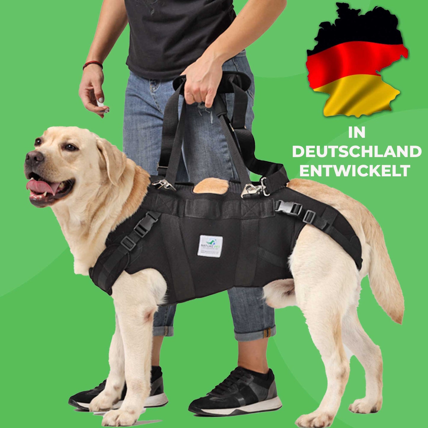 Durchgehende Tragehilfe für Hunde