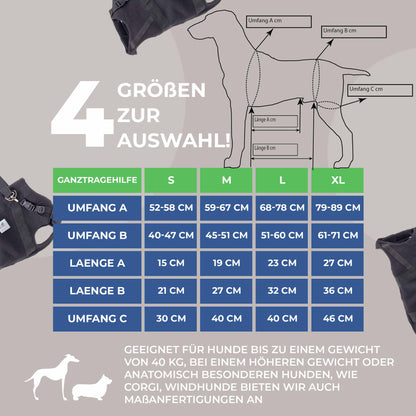 Durchgehende Tragehilfe für Hunde